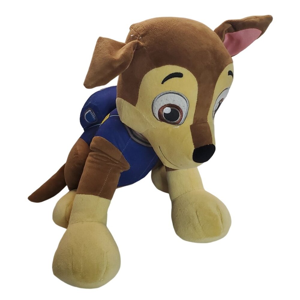 Paw Patrol Chase Plush Toy Sitting 17" Brown & Blue Polyester Stuffed Animal